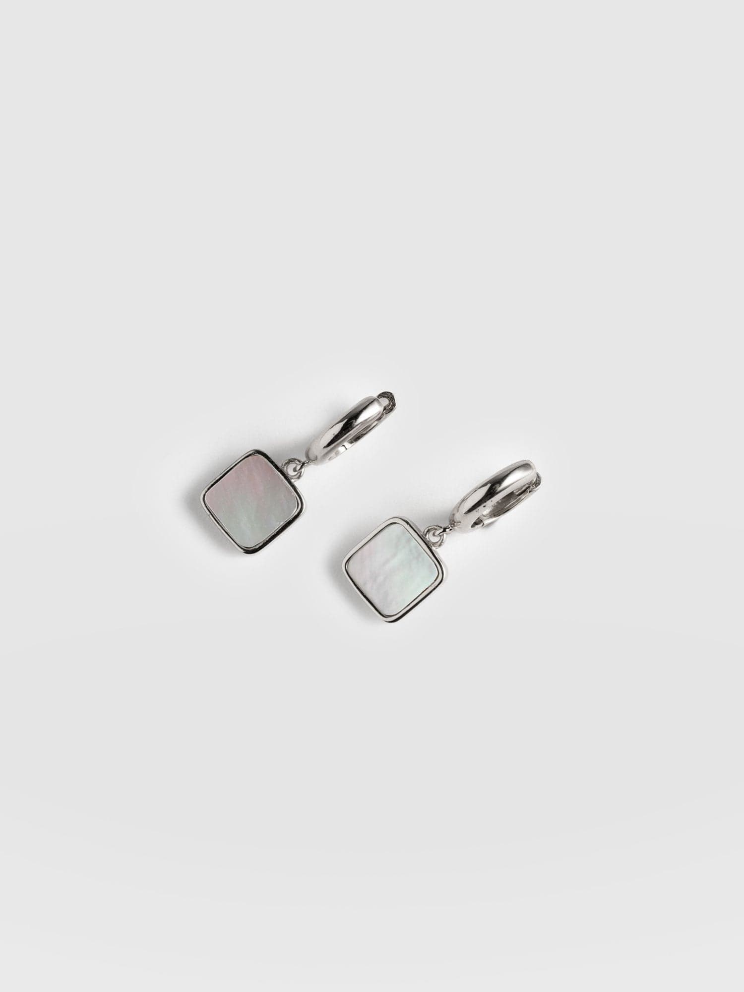 Iridescence Square Drop Huggie Earrings Silver - Women's Jewellery | Saint + Sofia® USA
